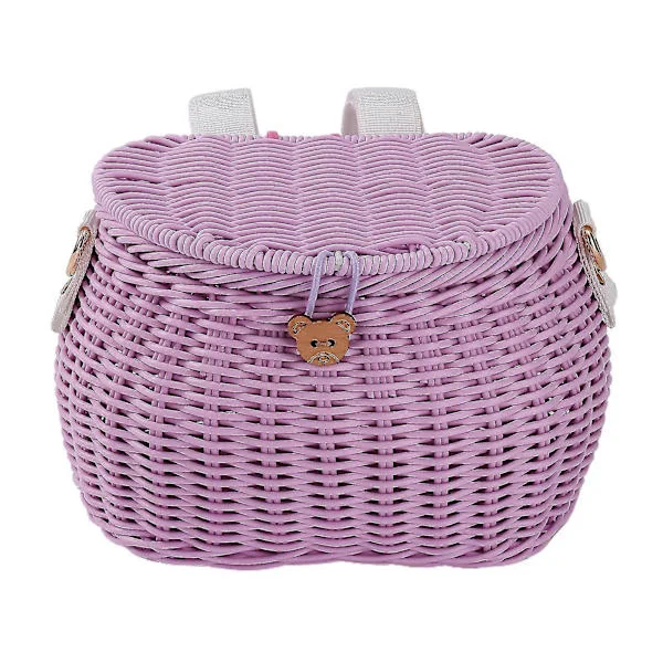 Hand-Woven Bicycle Basket Electric Scooter Storage Container Large Capacity Strong Load-Bearing Bicycle Handlebar Basket with Straps