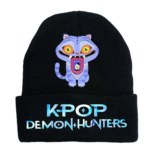 KPOP DEMON HUNTER ambient strikket lue krøllete ull lue trykt beanie utendørs kald lue voksen