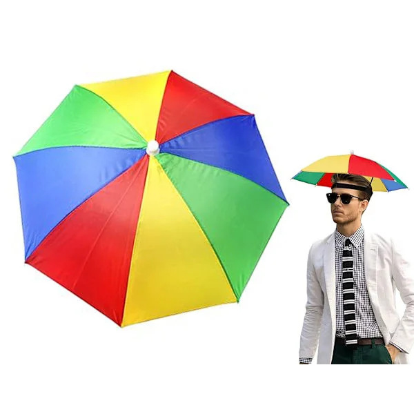 Huvudparaply - Paraplyhattar - 52cm - Regn - Hatt - UV-skydd - Hatt för fiske - Promenader - Strand - Vandring - Kepstrandsolparaply