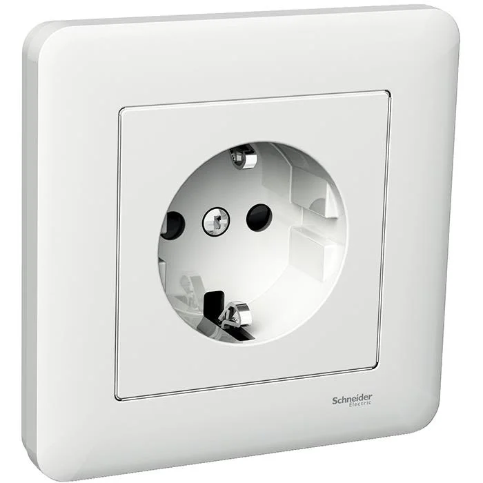 Schneider Electric Exxact WDE002376 Vägguttag jordat, 1-vägs, med helkåpa, Strömbrytare & vägguttag