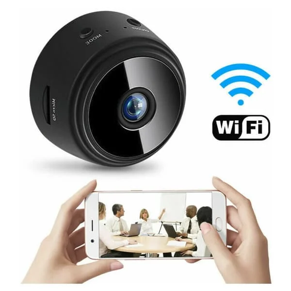 Mini Trådlös HD WiFi CCTV Spionkamera med Mörkerseende och Detektor - Inomhus/Utomhus