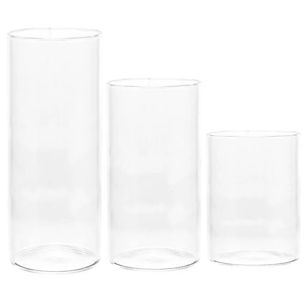 3 stk. Glass Lysestake Skjerm Glass Søyle Lysestake Lyskopp