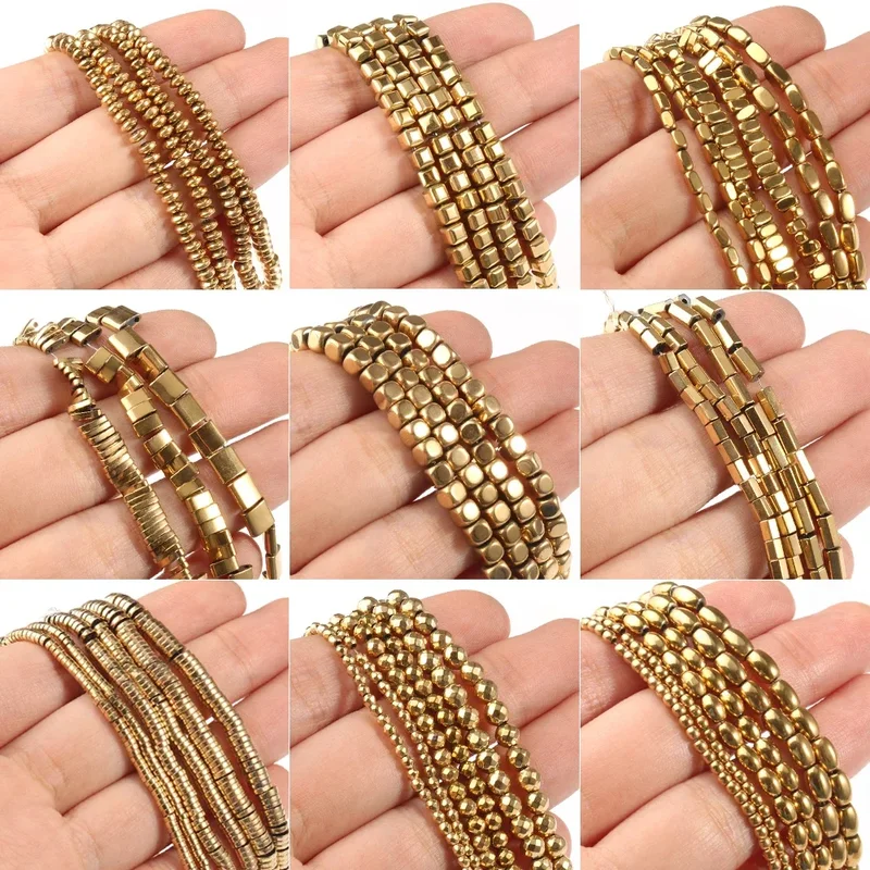 AliExpress - Perles en hématite plaquée or AAA +, rétention de couleur, perles rondes en pierre naturelle, pour la fabrication de bijoux, Bracelet à 