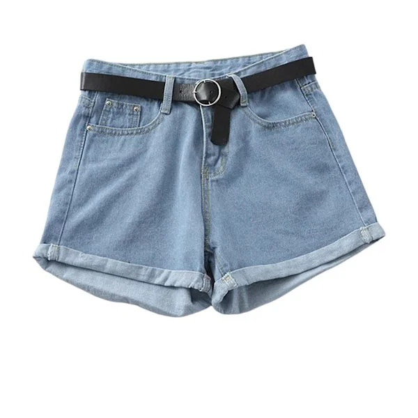 Dam Hög Midja Denimshorts Kvinnliga Korta Jeans Med Rem För Vardaglig Shopping Resor