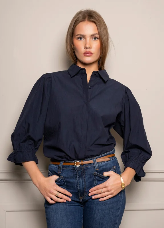 Amy Shirt Marine Poplin Marine Poplin / S