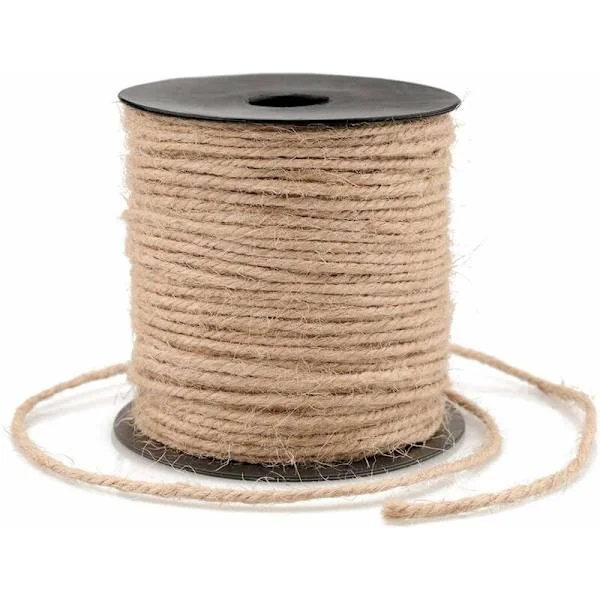 100M Hage Jute Hyssing 3mm 4-lags Håndverk Hyssing Innpakningssnor for Gaveinnpakning Blomsterbinding Hageinnpakning