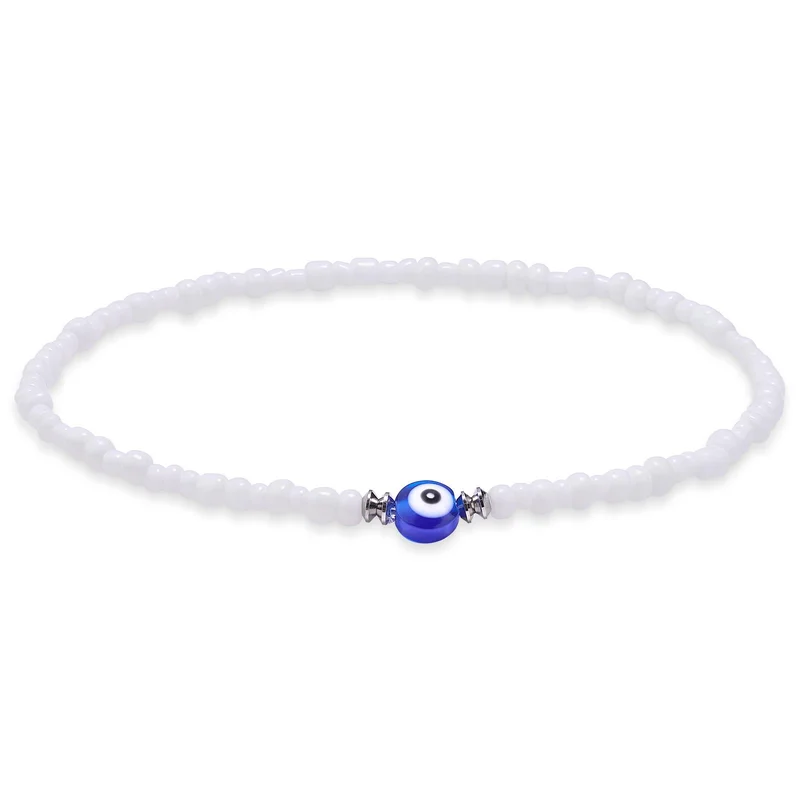 Amalfi | White Evil Eye Beaded Bracelet for Men - Beaded bracelets
