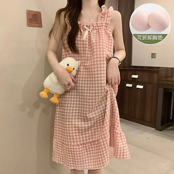 Sommar Ärmlös Nattlinne Dam Blommig Tryckt Nattlinne Japansk Koreansk Stil Tunn Badrock Pyjamas Nattkläder Loungewear