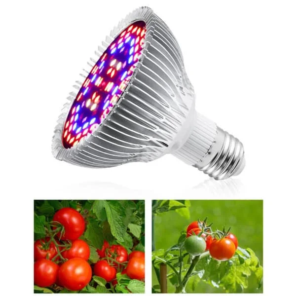 50W Fullspektrum Vekstlampe Lyspære E27 Sokkel 78 LED-perler God Varmeavledning Vekstlampe for Drivhus Grønnsaksplanter AC85-265V, DUBUNS