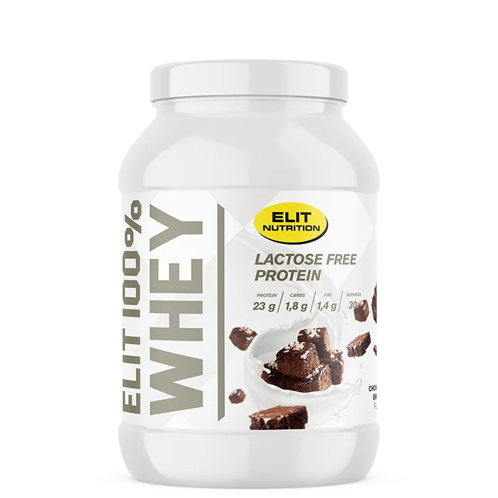 Laktosefri Proteinpulver Elit Nutrition ELIT 100% Valle Laktosefrit Proteinpulver 900 g, Chocolate Brownie - Bodyman.dk