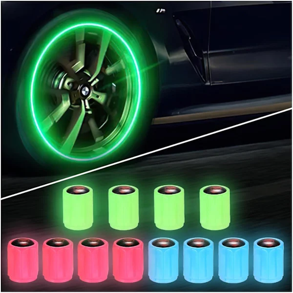 12 pcs Universal Car Tire Valve Caps, Dustproof Luminous Skull Valve Covers for Car Bike Motorcycles