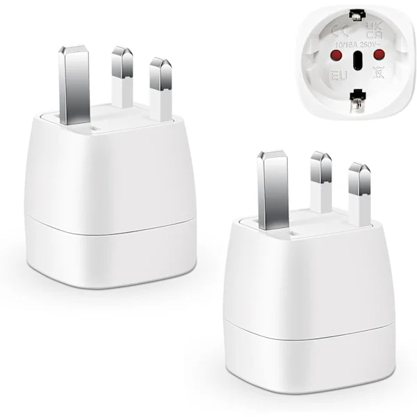 2-pack stickproppsadapterset Frankrike till reseadapter stickproppsadapter för Irland England Skottland Dubai Malta Typ G Adapter-FF-