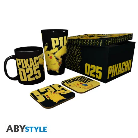 POKEMON - Glas XXL, Mugg, 2 underlägg - lyser i mörkret