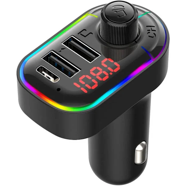 Type-C PD-laddare & FM-sändare med bred kompatibilitet för bil, Bluetooth 5.3-musikadapter med snabbladdning och handsfree-samtal