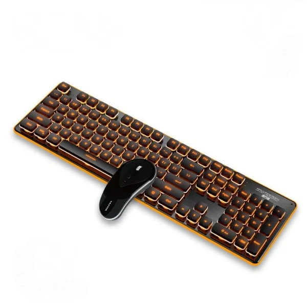 GLK350 Genopladeligt Lysende Gaming Tastatur og Mus Sæt Lydløst Trådløst Tastatur Mus USB Regnbue Baggrundsbelyst Standard Gaming Tastatur + Mus Sæt 