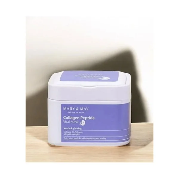 Mary&May - Kollageeni Peptidi Elvyttävä Naamio - Kollageeni- ja peptidikasvonaamiosetti 30 kappaletta/400 g