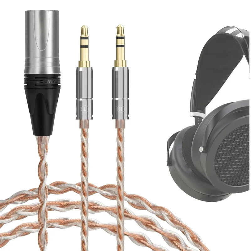 AliExpress - Geekria Câble audio de mise à niveau XLR 4 broches vers double 3,5 mm compatible avec HIFIMAN SUNDARA HE1000se, Denon AH-D9200, AH-D7200 
