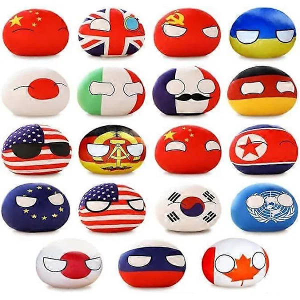 [RM]19 Pcs. Country Balls Plush Toy Set, 10cm Poland Ball Plush Doll, Pendant Accessories, Stuffed Toy Gifts Compatible with Kids Adults