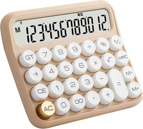 Bordskalkylator, Batteridriven bordskalkylator, Mekanisk kalkylator med 12 siffror och LCD-display, Barnkalkylator, för kontor