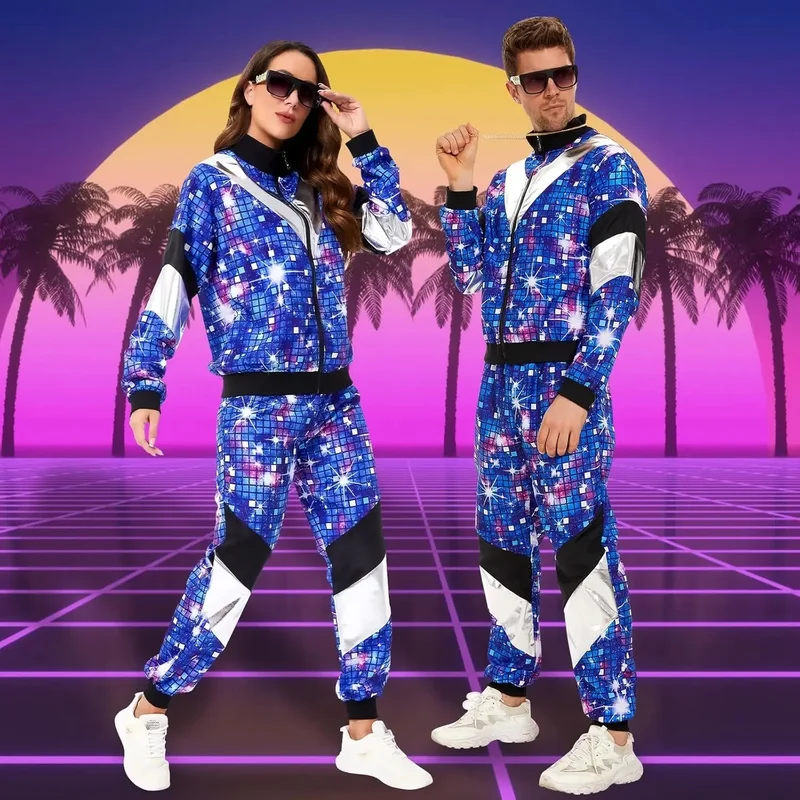 AliExpress - Costume de carnaval trempé pour hommes et femmes, survêtement, accessoires de fête, veste Chang, FJOutfit, années 80, années 90