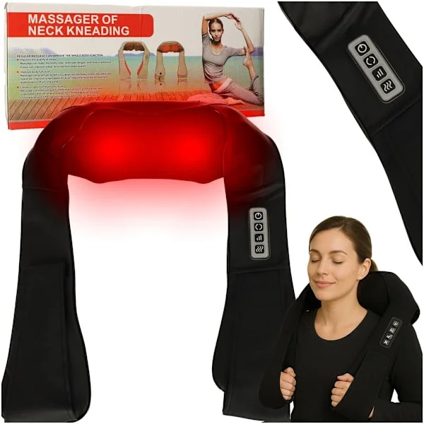 Shiatsu massagekrave med varme, roterende massagehoveder, 230V