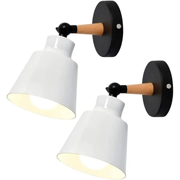 2-pack vintage industriella vägglampor taklampor E27 metall justerbar retro inomhusvägglampa för sovrum kök restaurang (vit)