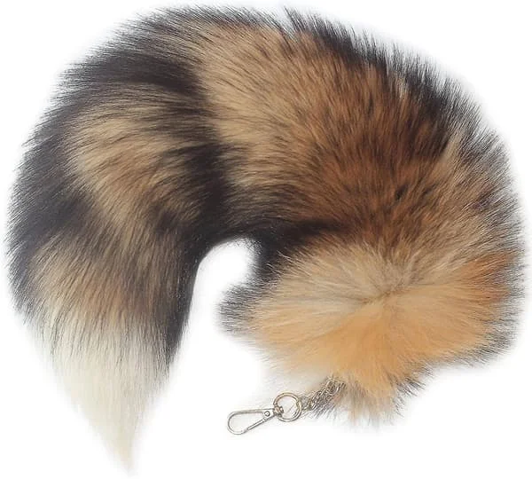 Solskins Rævehale Pels Nøglering - Super Stor og Fluffy Cosplay Legetøj Håndtaske Tilbehør (40cm) - Perfekt