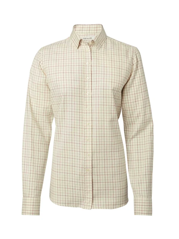 Chevalier Dollis Skyting Passform Ull Skjorte Dame Beige-rutete