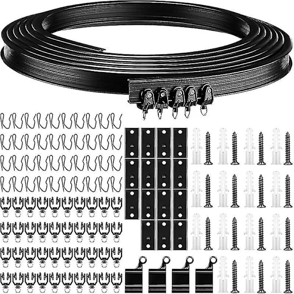5 Meter Svart Böjbar Takskena för Gardiner, Flexibel Takgardinskena
