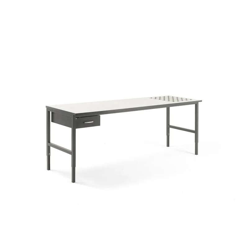 Paket: Arbetsbord CARGO med kulrullar, 2400x750 mm, 1 låda
