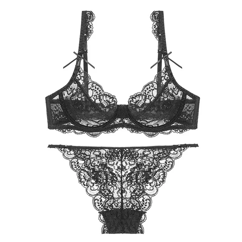 AliExpress - Ensemble de lingerie sexy en dentelle pour femmes, soutien-gorge et culotte, jarretière super fine, push-up, grande taille, sous-