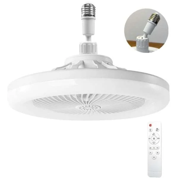 Stille loftventilator med LED-pære E27 – Dæmpbar 10-100% – 3 hastigheder – 1/2/4t timer – Til rum op til 10m² – 3 hastigheder