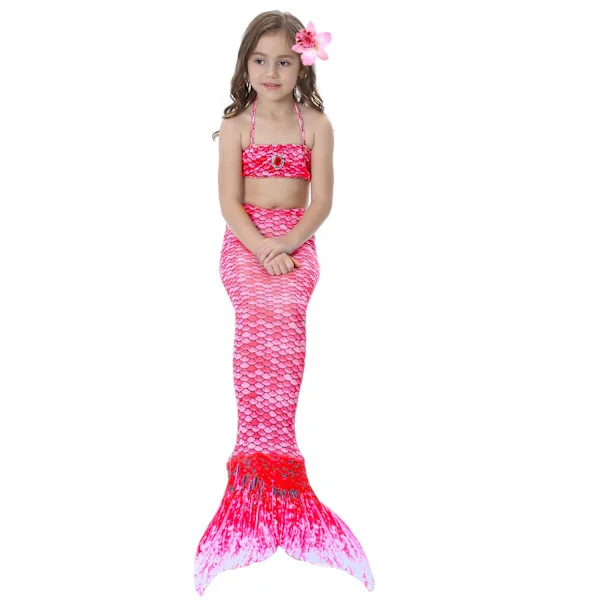 Barn og jenter vakker fiskehale bikini sett badedrakt badedrakt badedrakt -9-10 år, rosa