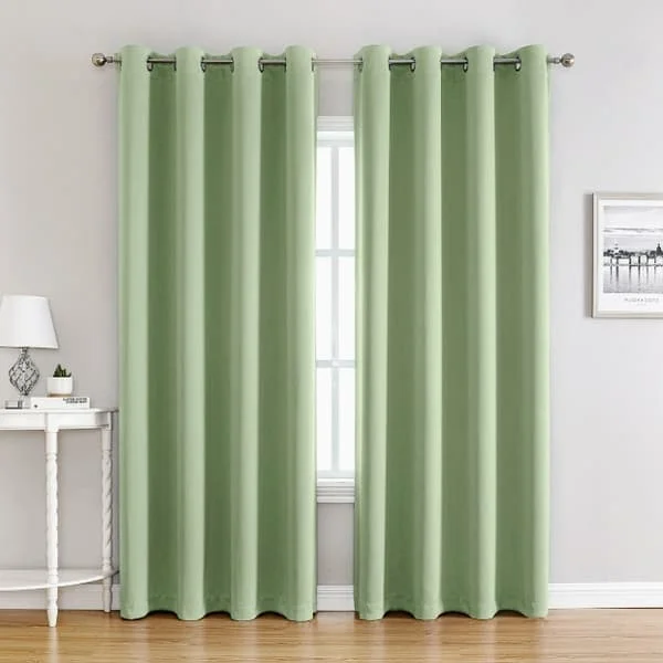 Blackout Curtains Thermal Insulated Single Panel with Grommets for Bedroom Office 100x250 cm Light Green