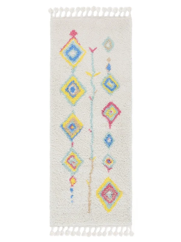 Nanna 80X200 Petit Blanc/Multicolore Couloir Tapis