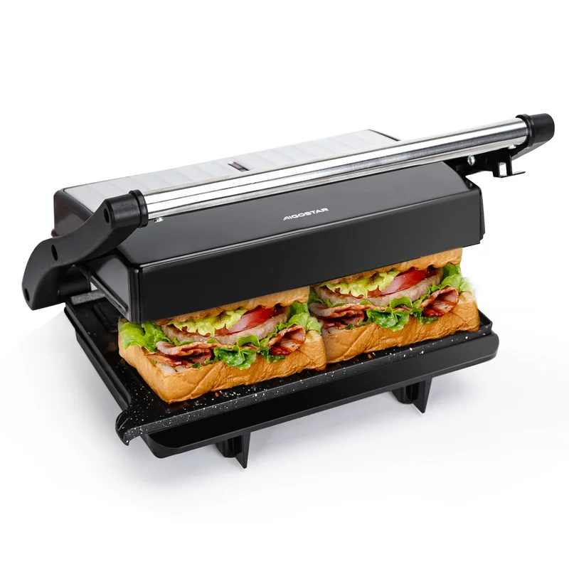AliExpress - Aigostar Kontaktgrill für Sandwiches, Steak, Panini Grill und Sandwichmaker mit Antihaftbeschichtet, 1000W, 23 x 14,5cm, 180o Öffnung, 