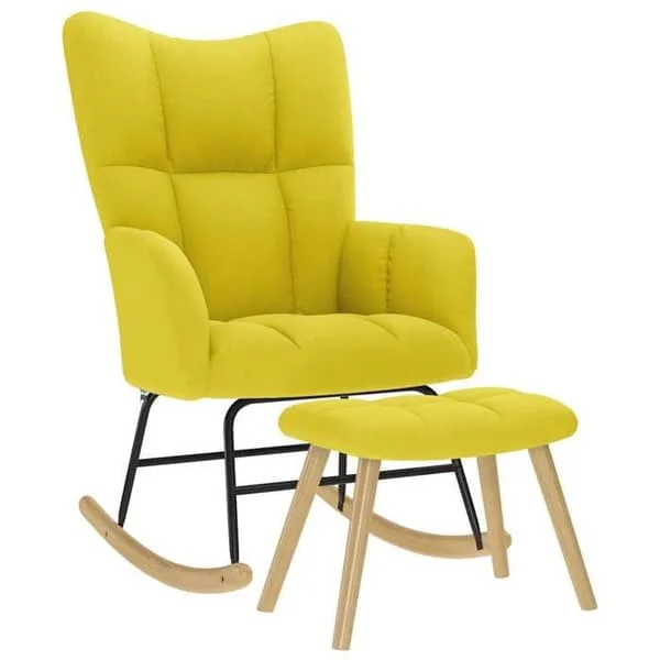 vidaXL Gungstol med fotstöd ljusgul tyg, stol, relaxstol, fåtölj, salongsstol, 4016809