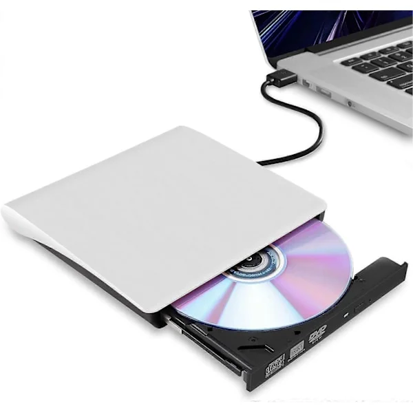 Extern CD/DVD-läsare för Laptop, USB 3.0 Ultra-Slim Portabel Brännare Skrivare Kompatibel med Mac MacBook Pro/Air iMac Desktop Windows 7/8/10/XP/Vista