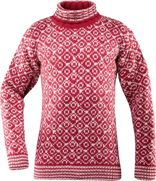 Devold Svalbard Sweater High Neck Hindberry/Off White