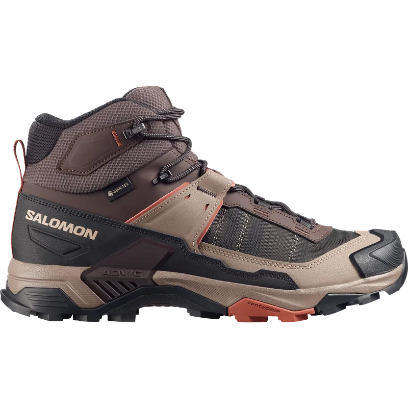 Salomon - Chaussures de randonnée et trekking pour homme X Ultra 5 Mid GTX - Black Coffee / Walnut - 45⅓