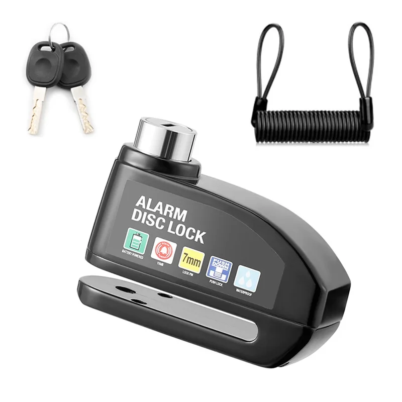 AliExpress - Motorfiets Alarm Schijfrem Slot Beveiliging Moto Wiel Schijf Hangslot Waterdicht 110dB Luid Anti Diefstal Alarma Motorfiets Disc Lock