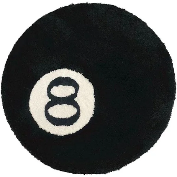 Black Rug, Billiard Ball Rug, 8-Ball Soft & Fluffy Black Rug Bedroom Decor, Black Circle Rug for Living Room Home Decor 60*60