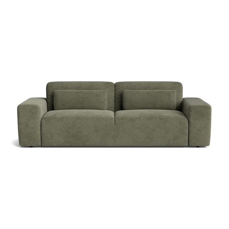 Messina 3 personers sofa - Ribcord Grøn - 242x107x80cm - Komfortabel Sofa med Nozag fjedre og massive egetræsben - Grøn 3 personers sofa