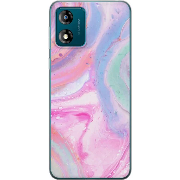 Kompatibelt Mobilskal till Motorola Moto E13 Abstrakt pastellfärgad marmorkonst med flytande akryleffekt i rosa, blått och grönt för modern inredning