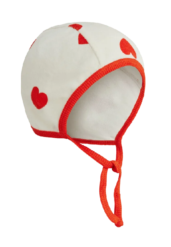 Mini Rodini Hearts aop velour baby helmet Accessoarer Unisex Vit 40/42