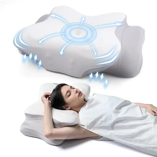 Ergonomisk Cervical Pute, Memory Foam Pute, Ortopedisk Pute, Smertelindring, Snorking, Støvmiddbestandig, 50*30*11cm
