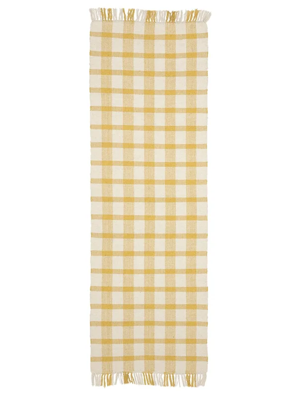 Lite Haven Teppe - Sennepsgul/Naturhvitt 80X250 Rustikk Stil