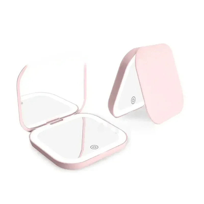 AliExpress - Kompakter Spiegel mit Beleuchtung, 1-fache/2-fache Vergrößerung, tragbarer, faltbarer Handspiegel, kleiner LED-Reise-Make-up-Spiegel für 