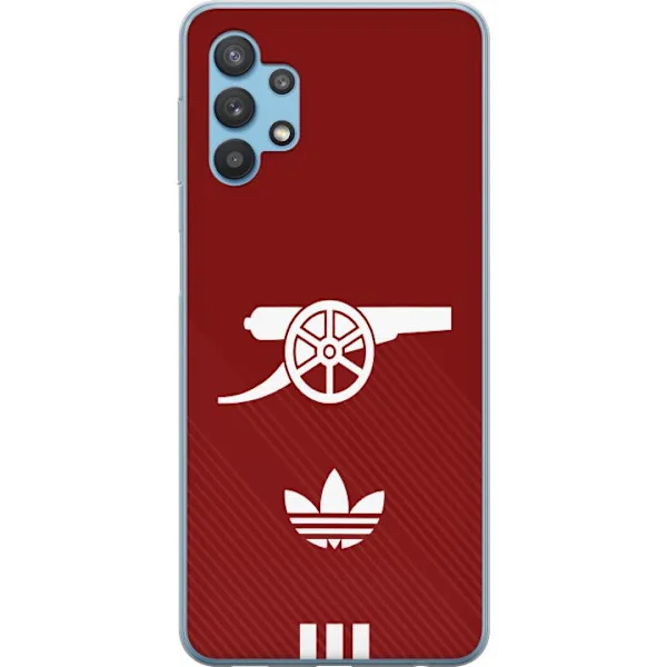 Kompatibelt Mobilskal till Samsung Galaxy A32 5G Röd Arsenaldesign med vit kanon och sportig minimalistisk fotbollsstil för fans