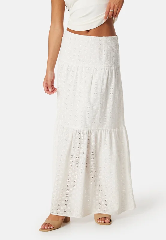 BUBBLEROOM - Broderie Anglaise Maxi Skirt - White